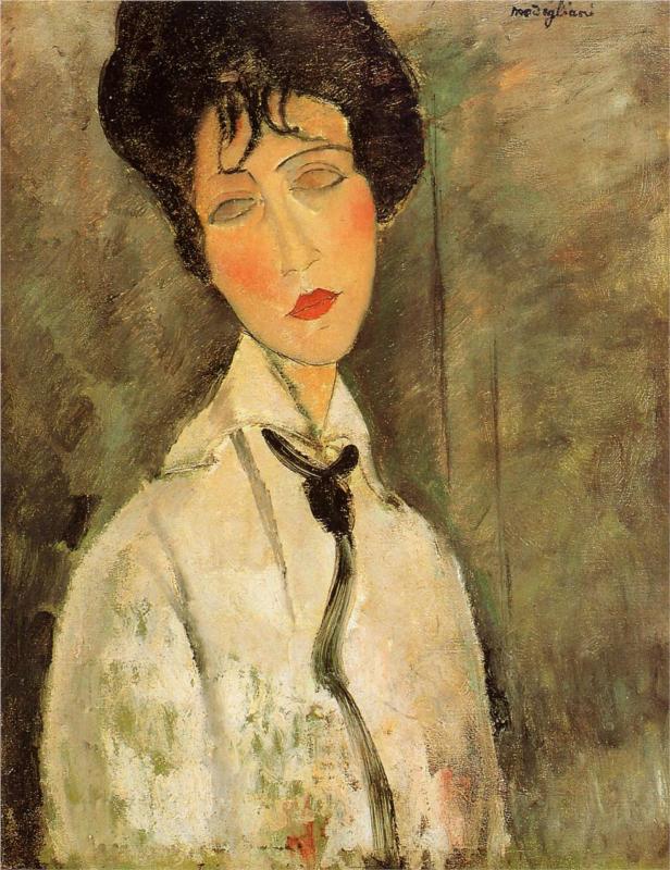 Portrait of a Woman in a Black Tie - Amedeo Modigliani Paintings